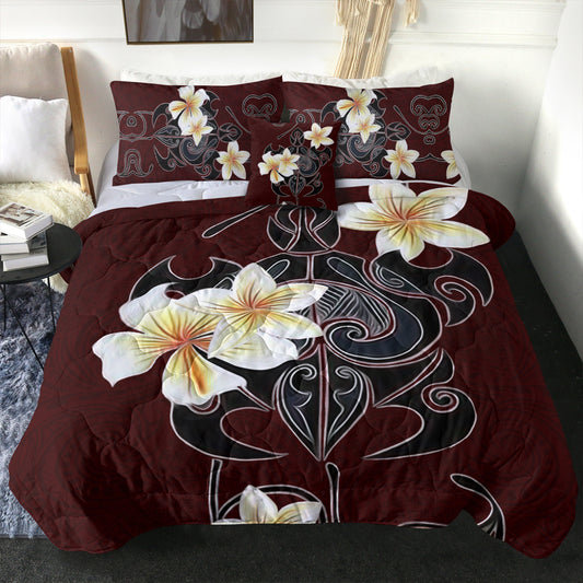 Hawaii Comforter Turtle Poly Trinal Plumeria Red