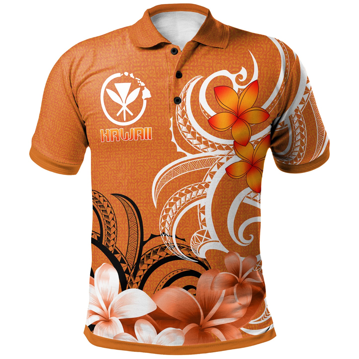 Hawaii Custom Personalised Polo Shirt - Floral Spirit Orange