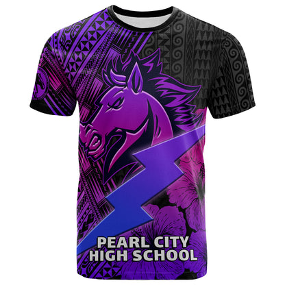 Hawaii Custom Personalised T-Shirt - Pearl City High School Horse and Thunder Hibiscus Polynesian