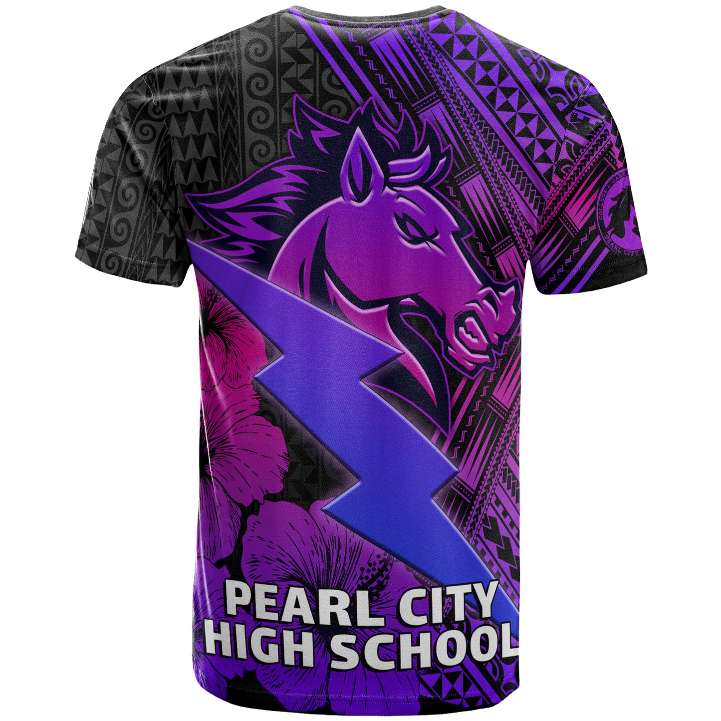 Hawaii Custom Personalised T-Shirt - Pearl City High School Horse and Thunder Hibiscus Polynesian