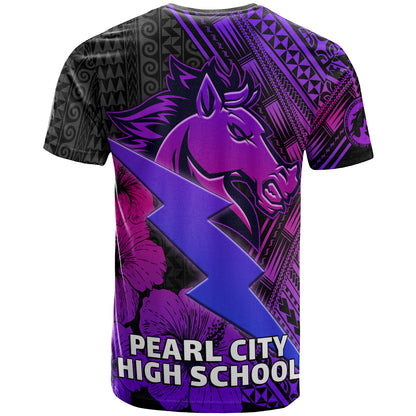 Hawaii Custom Personalised T-Shirt - Pearl City High School Horse and Thunder Hibiscus Polynesian