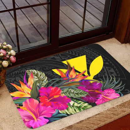 Hawaii Door Mat - Polynesian Pattern Hibiscus