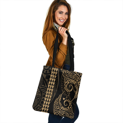 Hawaii Tote Bag Map Kakau Style Gold