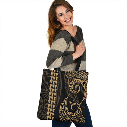 Hawaii Tote Bag Map Kakau Style Gold