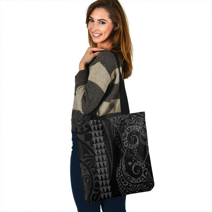 Hawaii Tote Bag Map Kakau Style Grey