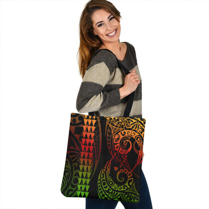 Hawaii Tote Bag Map Kakau Style Reggae