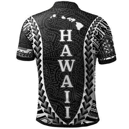 Hawaii Polo Shirt - Polynesian Patterns And Map