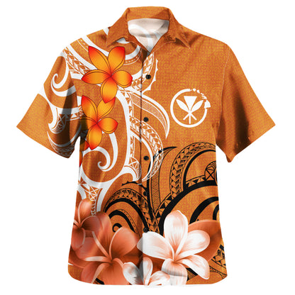 Hawaii Custom Personalised Hawaiian Shirt Polynesian Floral Spirit Orange