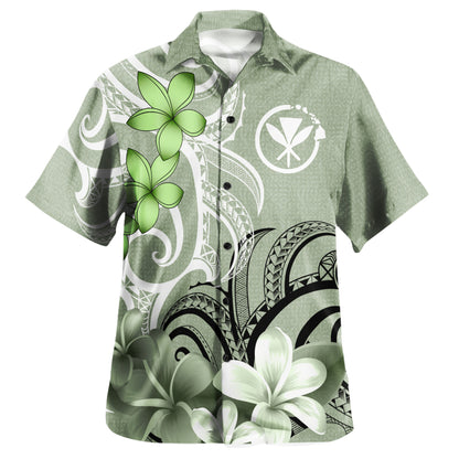 Hawaii Custom Personalised Hawaiian Shirt Polynesian Floral Spirit Sage Green