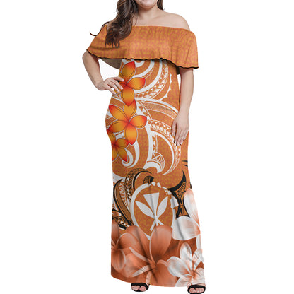Hawaii Polynesian Pattern Combo Dress And Shirt - Floral Spirit Orange