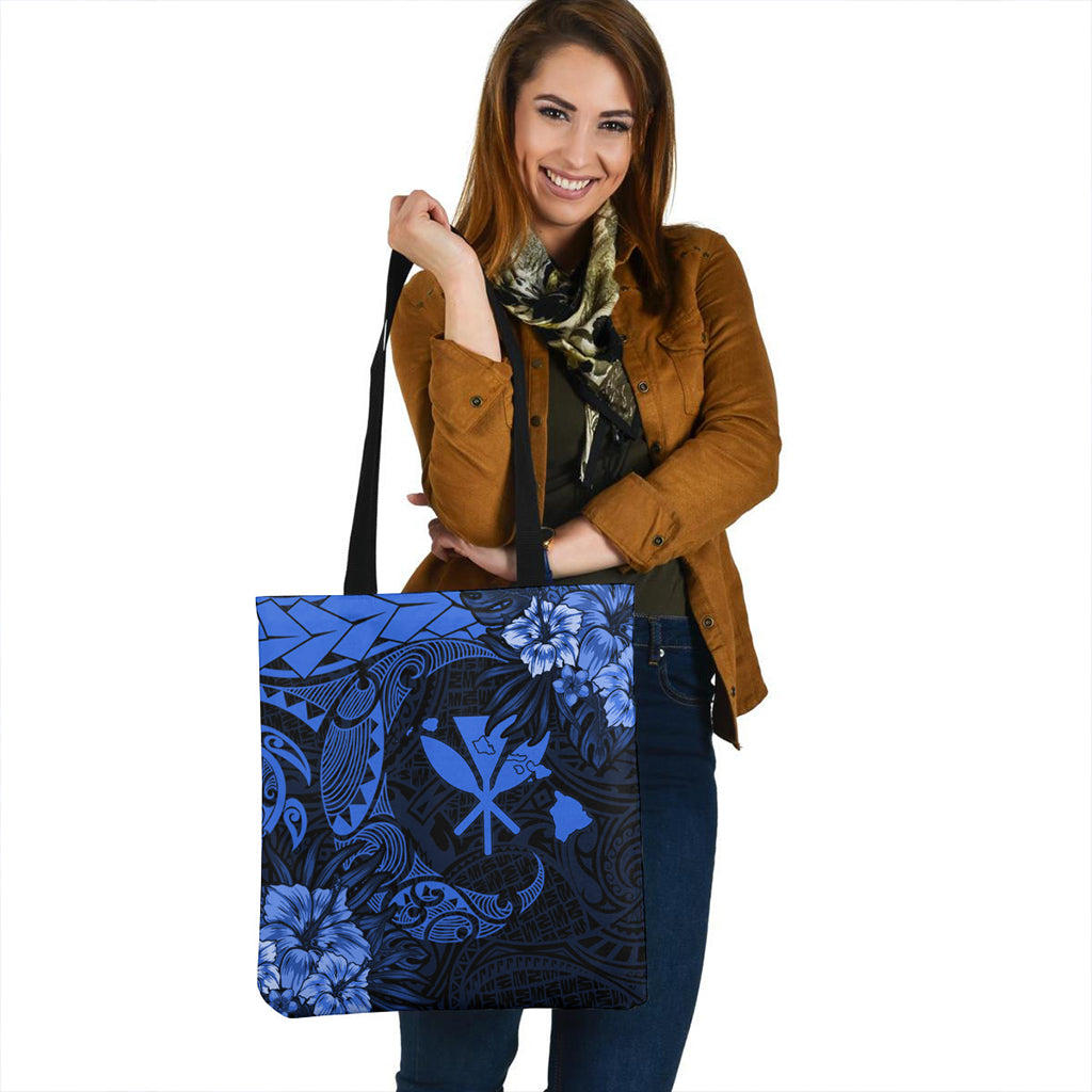 Hawaii Tote Bag Polynesian Turtle Tropical Blue