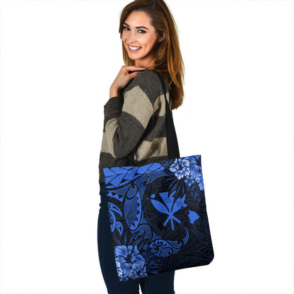 Hawaii Tote Bag Polynesian Turtle Tropical Blue