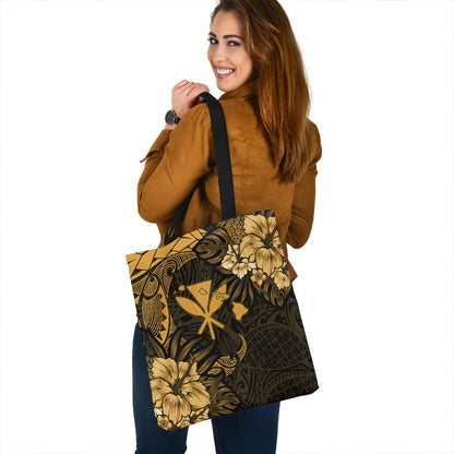 Hawaii Tote Bag Polynesian Turtle Tropical Golden