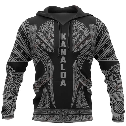 Hawaii Pullover Hoodie - Kanaloa Polynesian Tattoo Special Gray