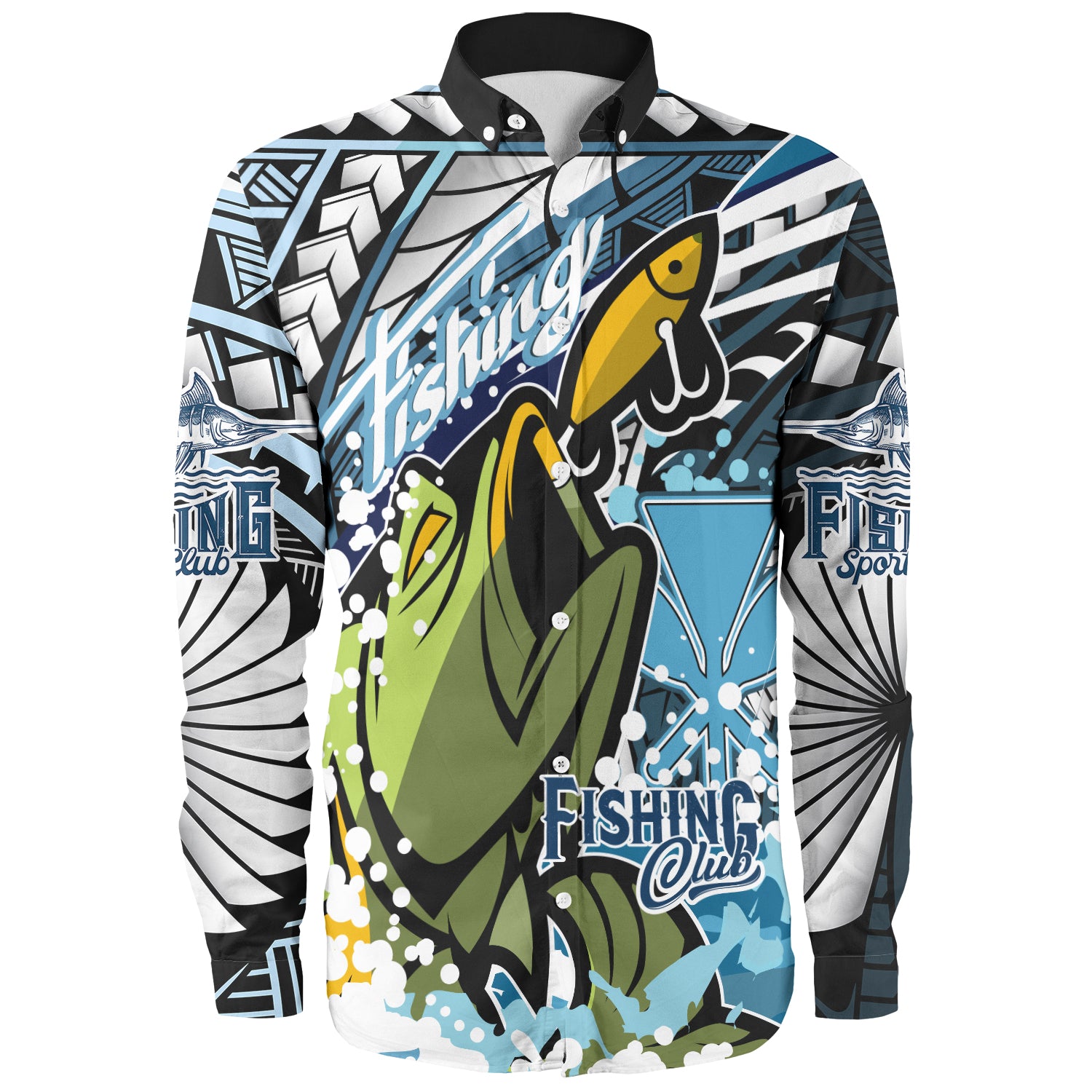 Hawaii Long Sleeve Shirt Custom Polynesian Fishing Club Tribal Style