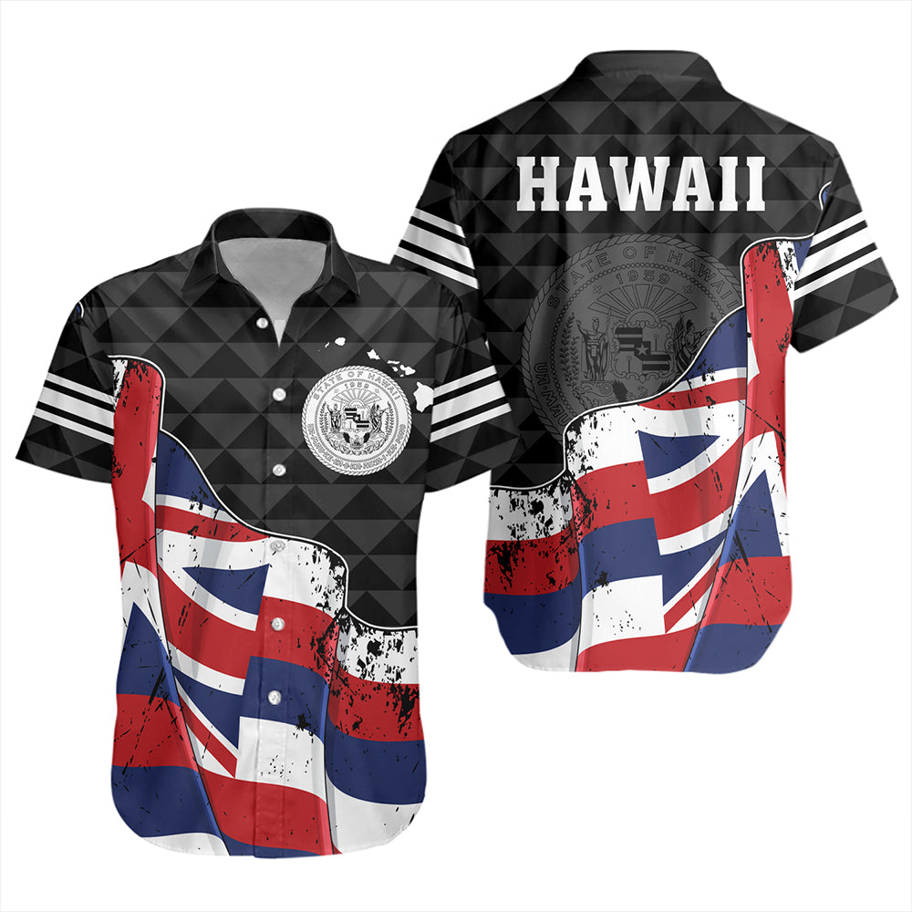 Hawaii Short Sleeve Shirt Flag Alohawaii Kakau Pattern