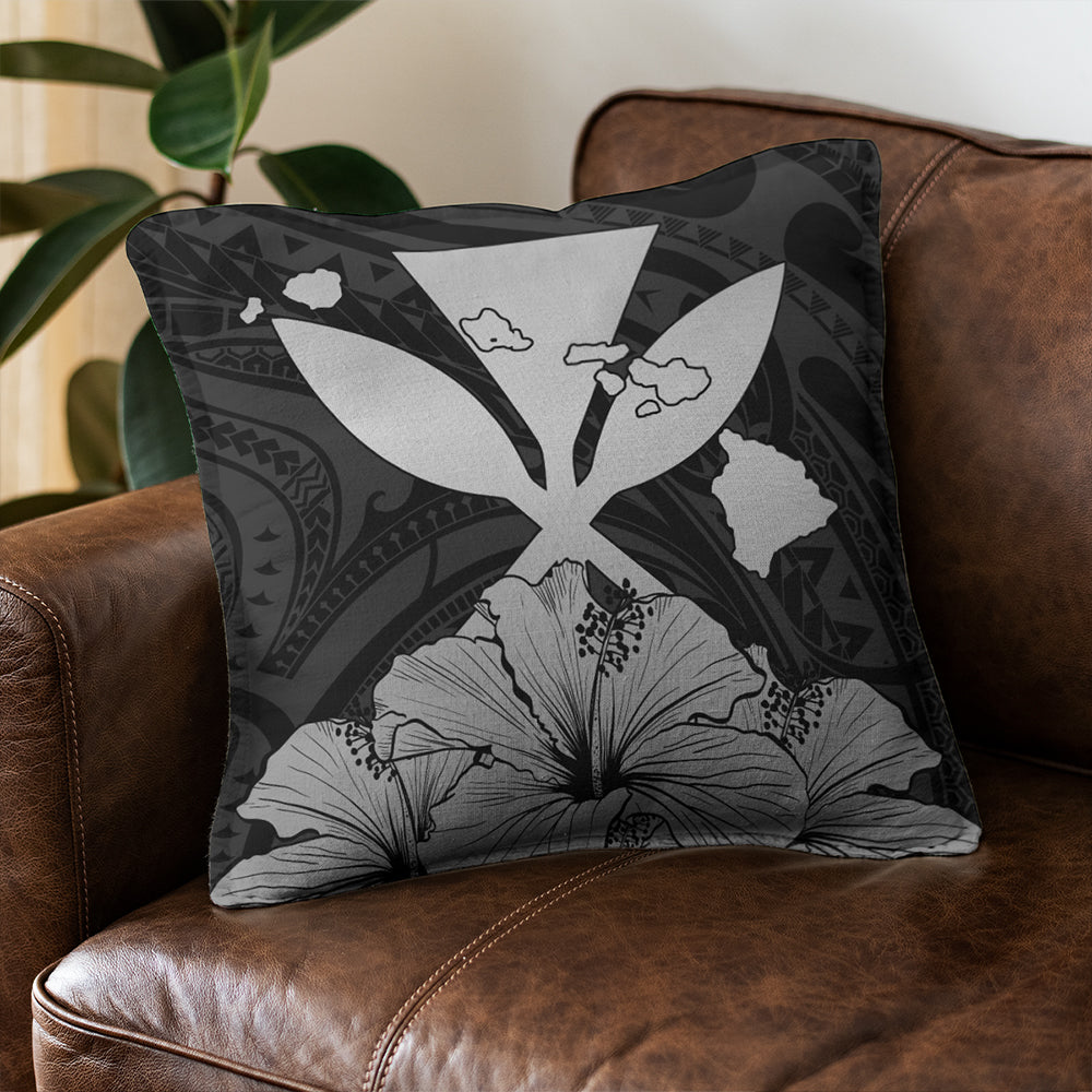 Hawaiian Pillow Cover Kanaka Maoli Hibiscus Polynesian Love Gray