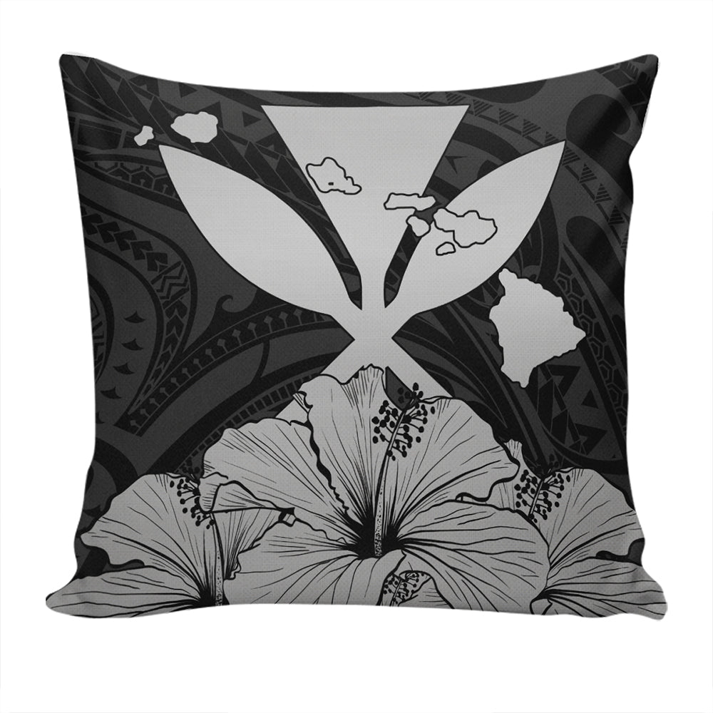 Hawaiian Pillow Cover Kanaka Maoli Hibiscus Polynesian Love Gray