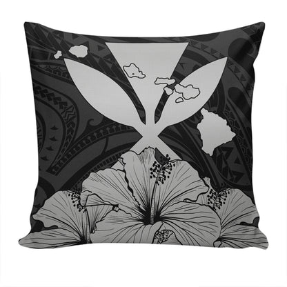 Hawaiian Pillow Cover Kanaka Maoli Hibiscus Polynesian Love Gray