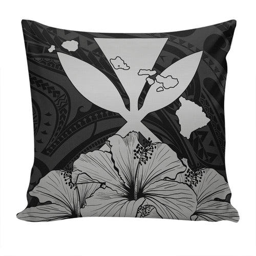 Hawaiian Pillow Cover Kanaka Maoli Hibiscus Polynesian Love Gray