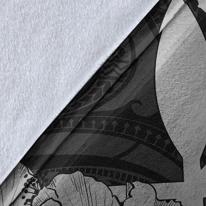 Hawaiian Premium Blanket Kanaka Maoli Hibiscus Polynesian Love Gray