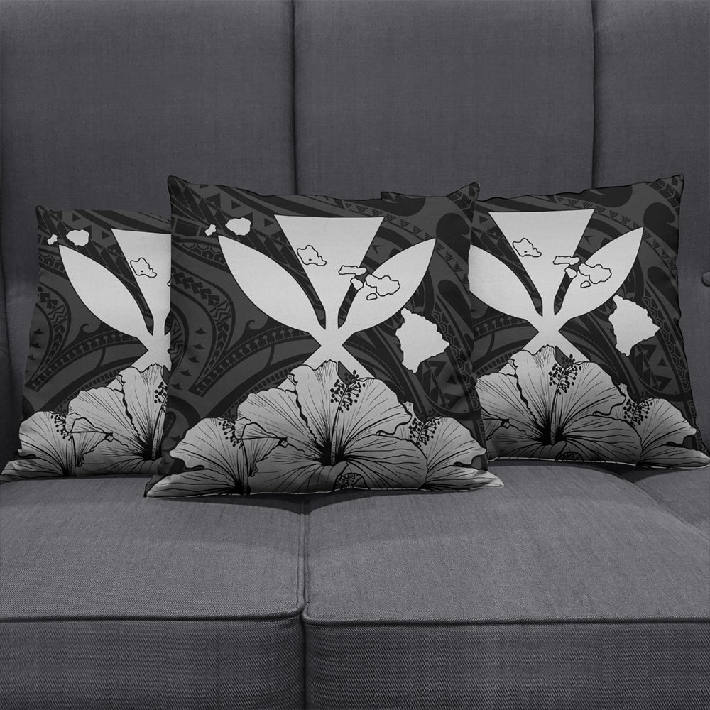 Hawaiian Pillow Cover Kanaka Maoli Hibiscus Polynesian Love Gray
