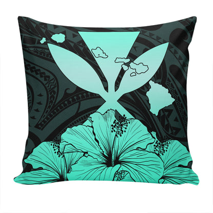 Hawaiian Pillow Cover Kanaka Maoli Hibiscus Polynesian Love Turquoise