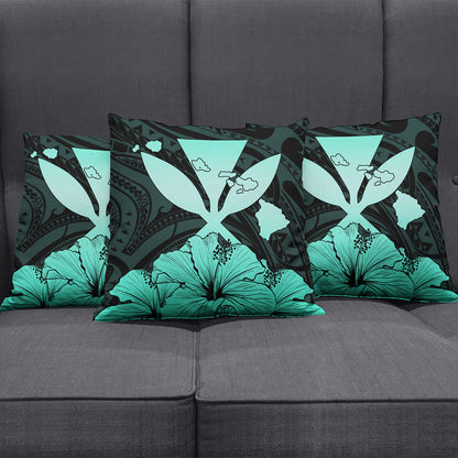 Hawaiian Pillow Cover Kanaka Maoli Hibiscus Polynesian Love Turquoise