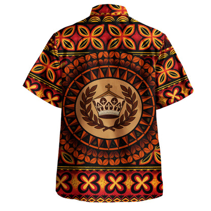 Tonga Hawaiian Shirt Coat Of Arms Kava Bowl Tribal Pattern