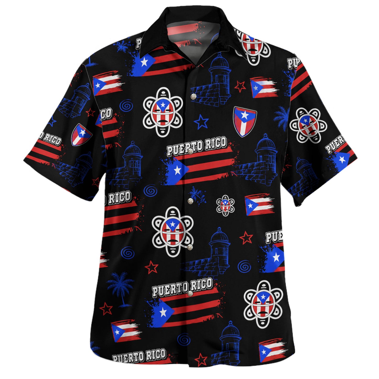 Puerto Rico Hawaiian Shirt Taino Flag El Morro Street Art