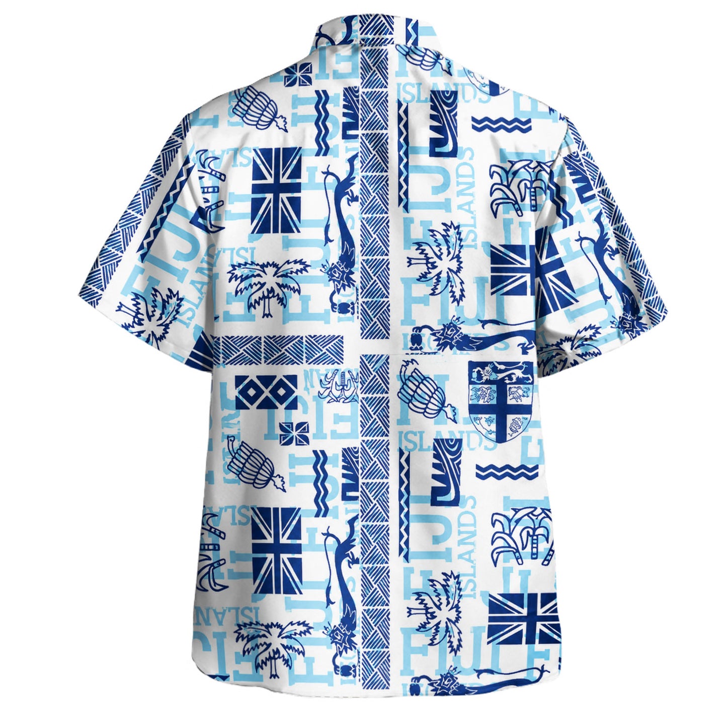 Fiji Hawaiian Shirt Blue Island Icon Collage Style