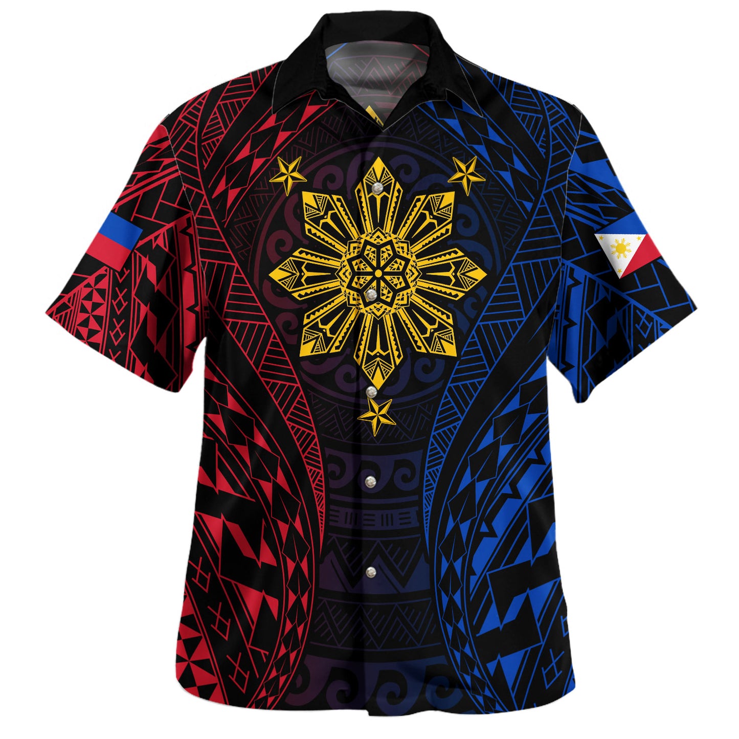 Philippines Filipinos Hawaiian Shirt Sun Flag Tribal Tattoo Pattern