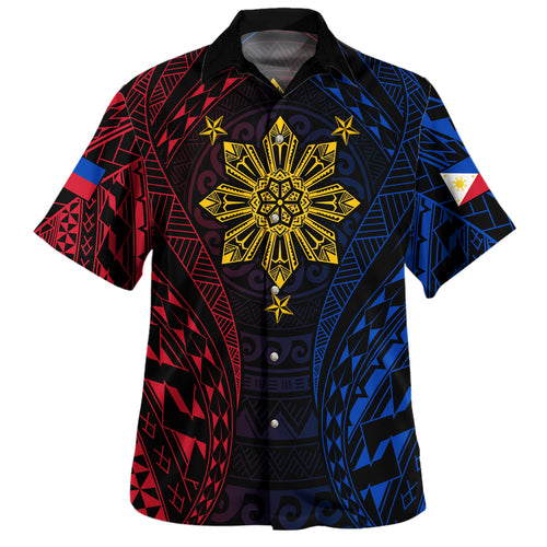 Philippines Filipinos Hawaiian Shirt Sun Flag Tribal Tattoo Pattern