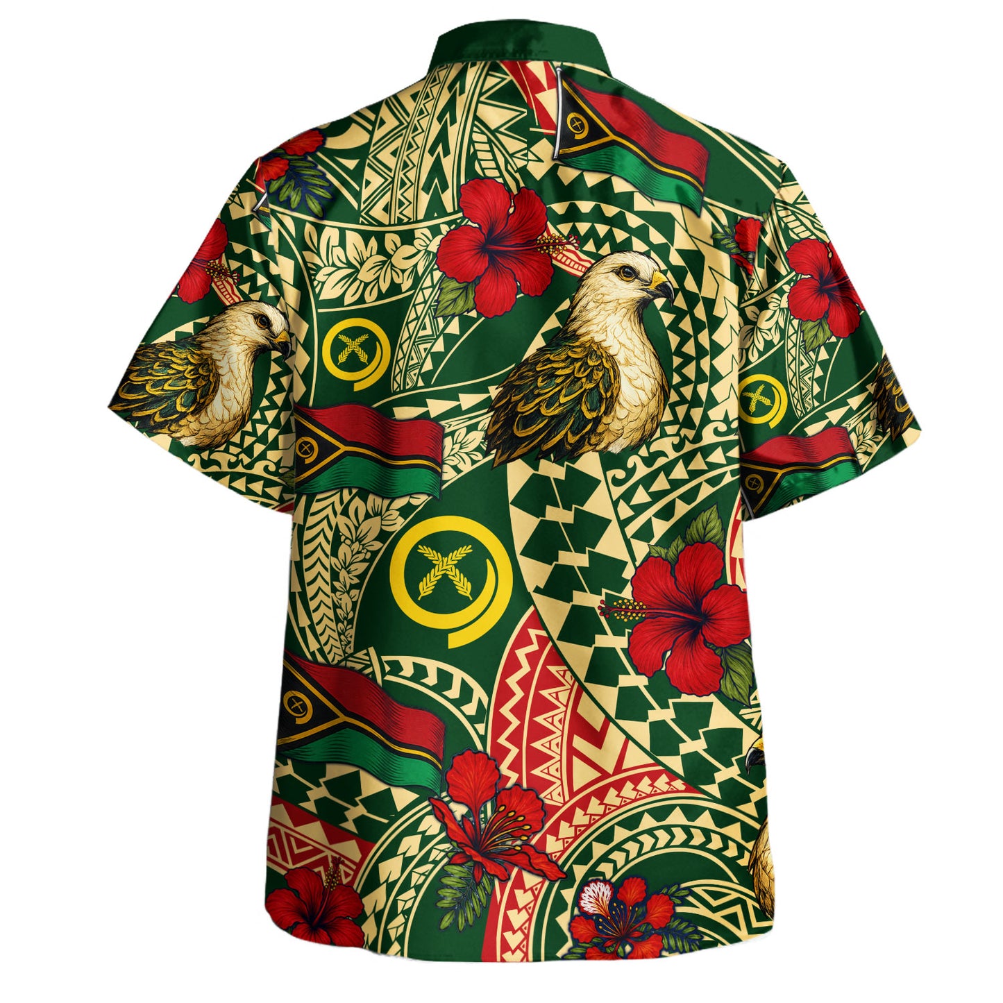 Vanuatu Hawaiian Shirt Flag Bird Hibiscus Tribal Style