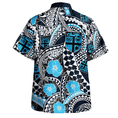 Fiji Hawaiian Shirt Coat Of Arms Floral Tribal Style