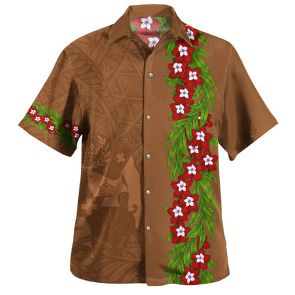 Tonga Hawaiian Shirt Heilala Floral Ngatu Pattern Island Style