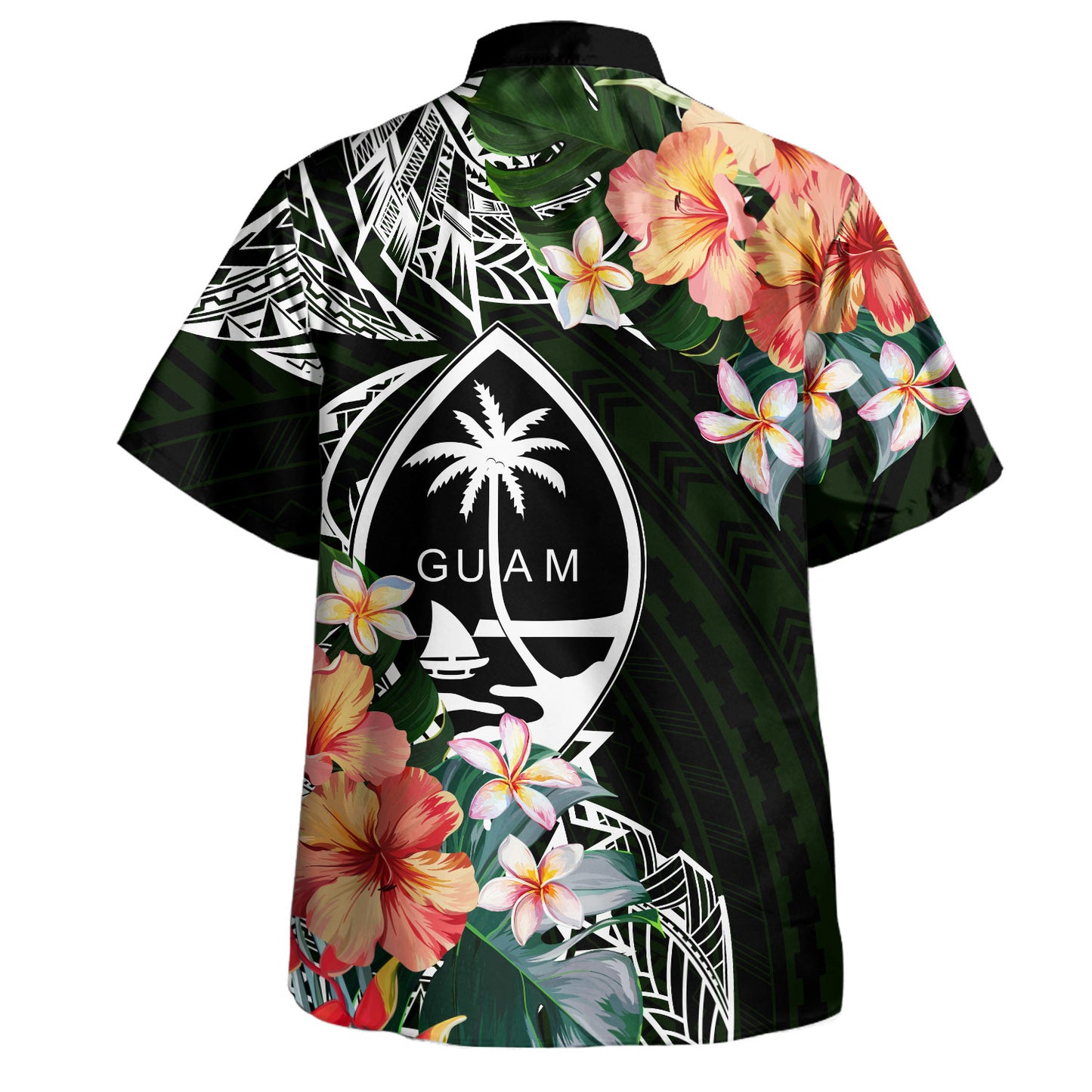 Guam Hawaiian Shirt Tribal Tropical Leaves