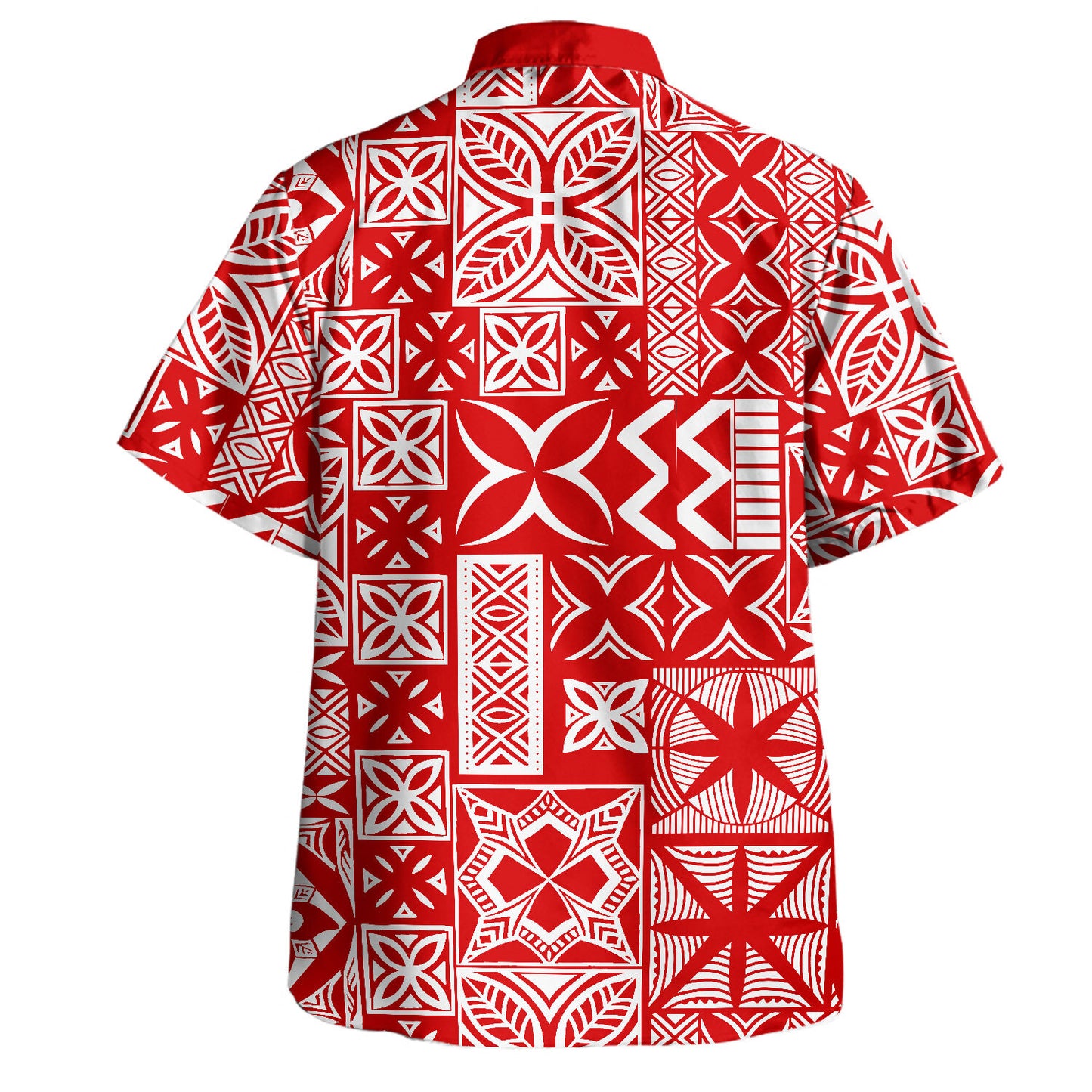 Samoa Combo Puletasi And Shirt Tapa Design Dobby Fabric Red