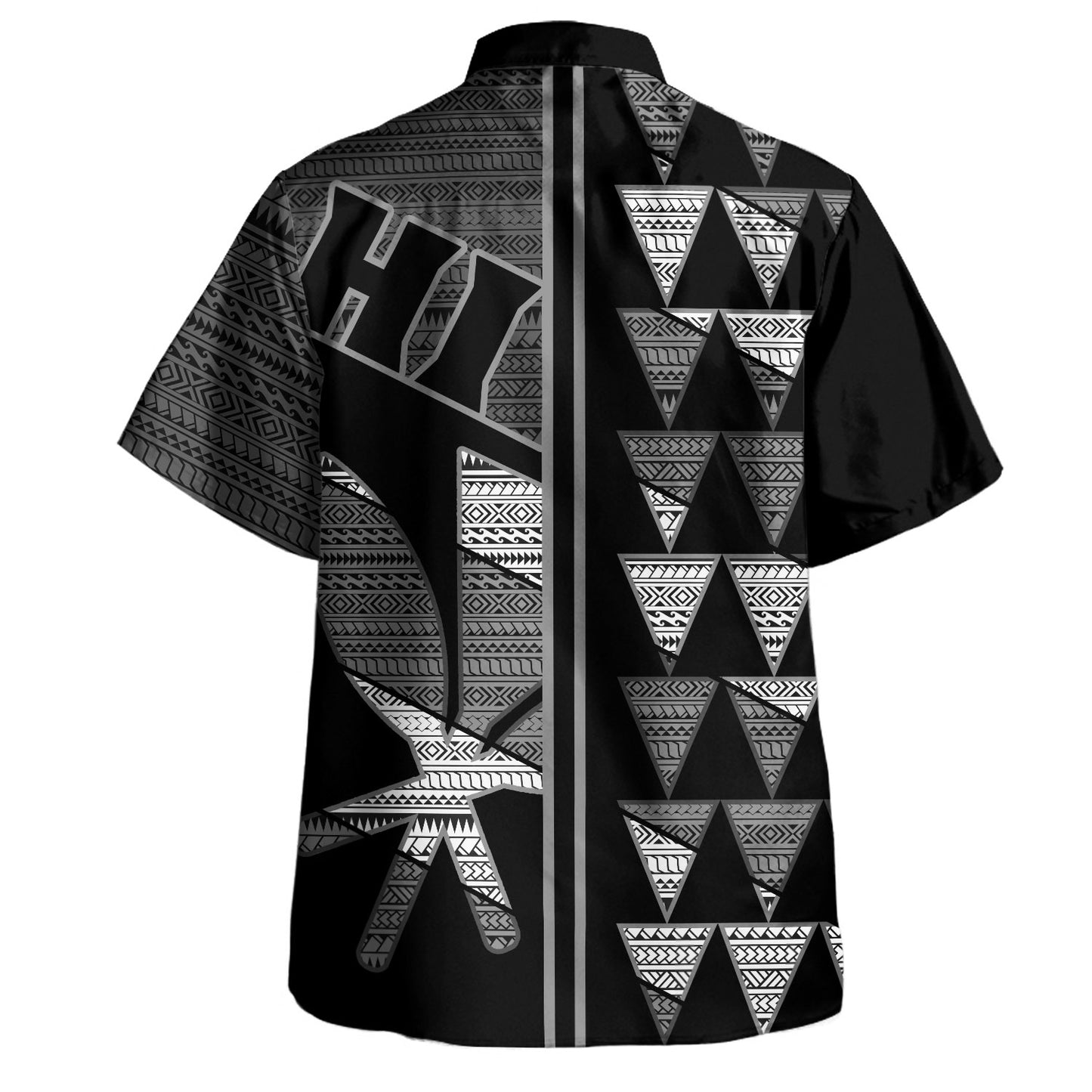 Hawaii Hawaiian Shirt HI Spear Monochrome Tribal Pattern