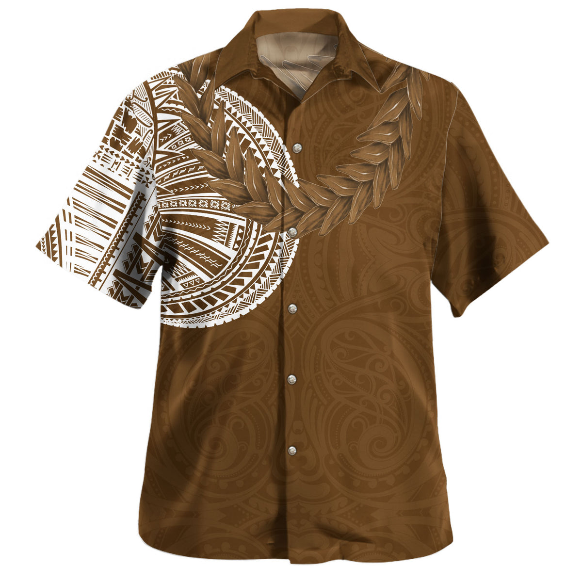 Samoa Hawaiian Shirt Tattoo Roman Reigns With Ula Fala Style Brown