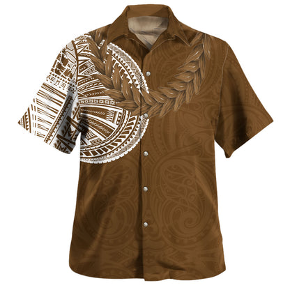 Samoa Hawaiian Shirt Tattoo Roman Reigns With Ula Fala Style Brown
