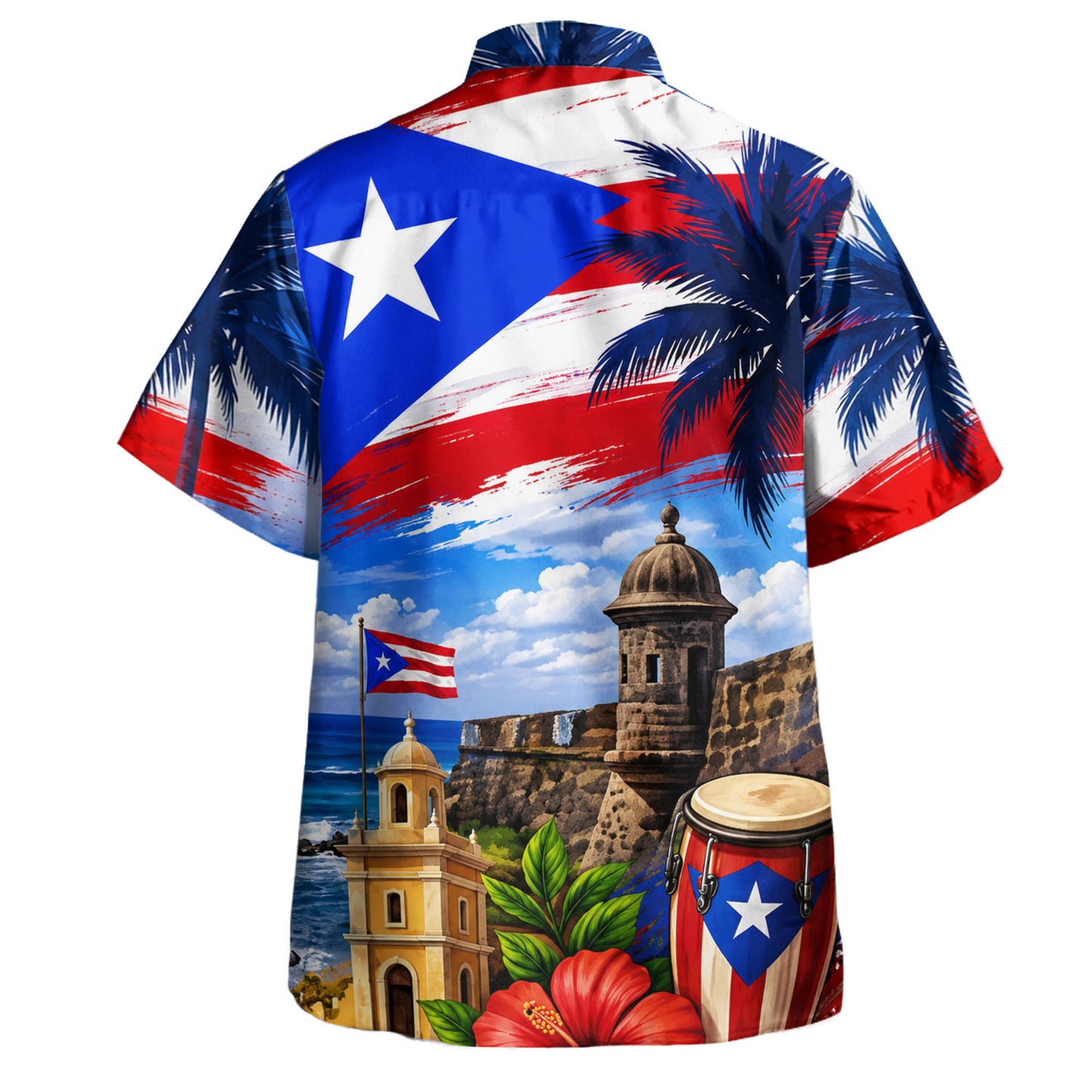 Puerto Rico Hawaiian Shirt Pride Old San Juan El Morro Heritage Style