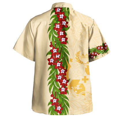 Tonga Hawaiian Shirt Heilala Floral Ngatu Pattern Island Style