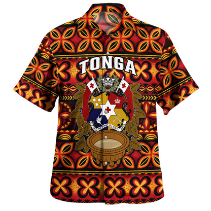 Tonga Hawaiian Shirt Coat Of Arms Kava Bowl Tribal Pattern