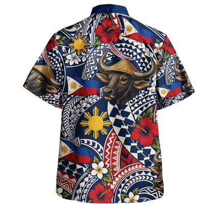 Philippines Filipinos Hawaiian Shirt Carabao Sun Flag Floral Tribal Style