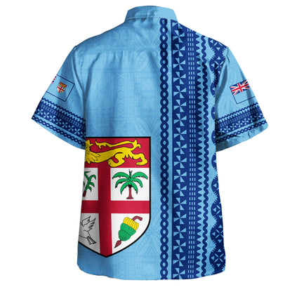 Fiji Hawaiian Shirt Coat Of Arms Flag Tribal Tapa Pattern