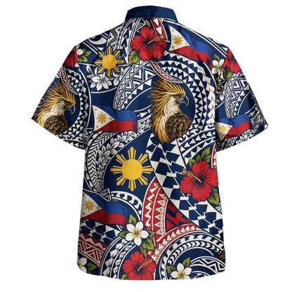 Philippines Filipinos Hawaiian Shirt Eagle Sun Flag Floral Tribal Style