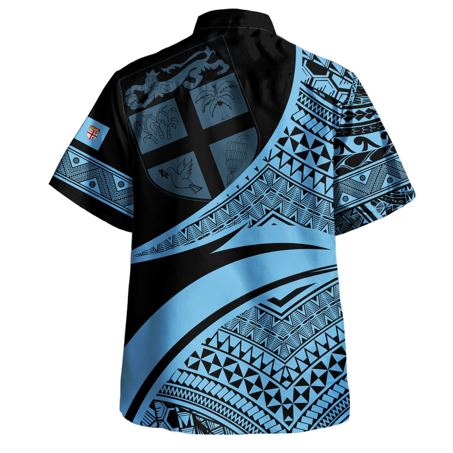 Fiji Hawaiian Shirt Custom Coat Of Arms Flag Masi Tapa Tribal Style