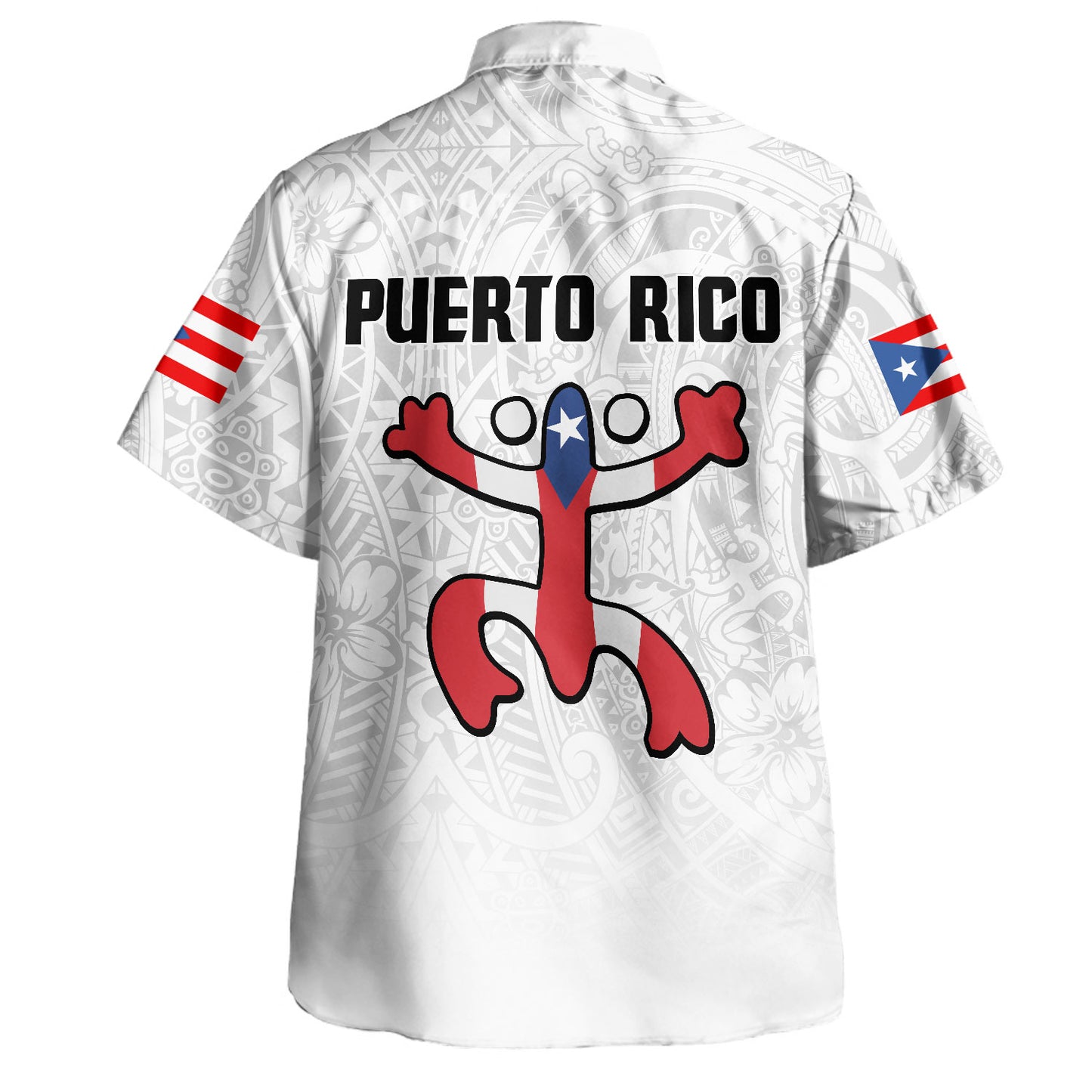 Puerto Rico Hawaiian Shirt Coqui Flag Hibiscus Taino Tribal Style