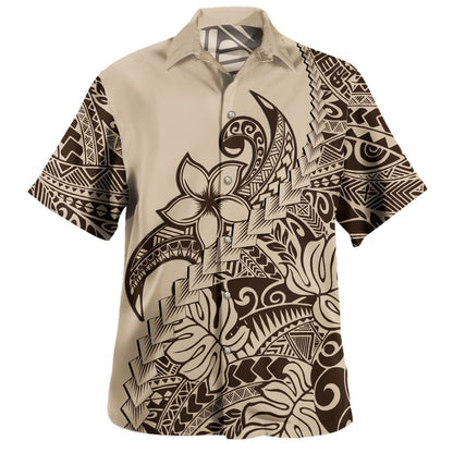 Polynesian Hawaiian Shirt Tribal Plumeria Beautiful